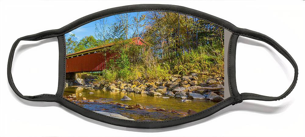 Bridge Face Mask featuring the photograph Everett Covered Bridge #3 by Jack R Perry