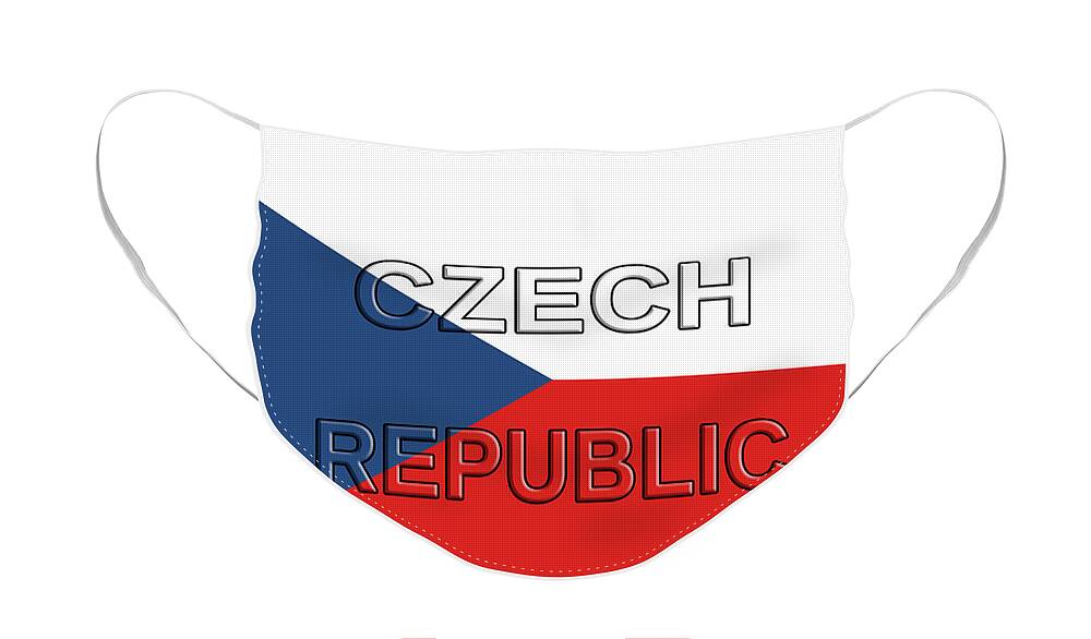 Czech Face Mask featuring the digital art Flag of the Czech Republic #1 by Roy Pedersen