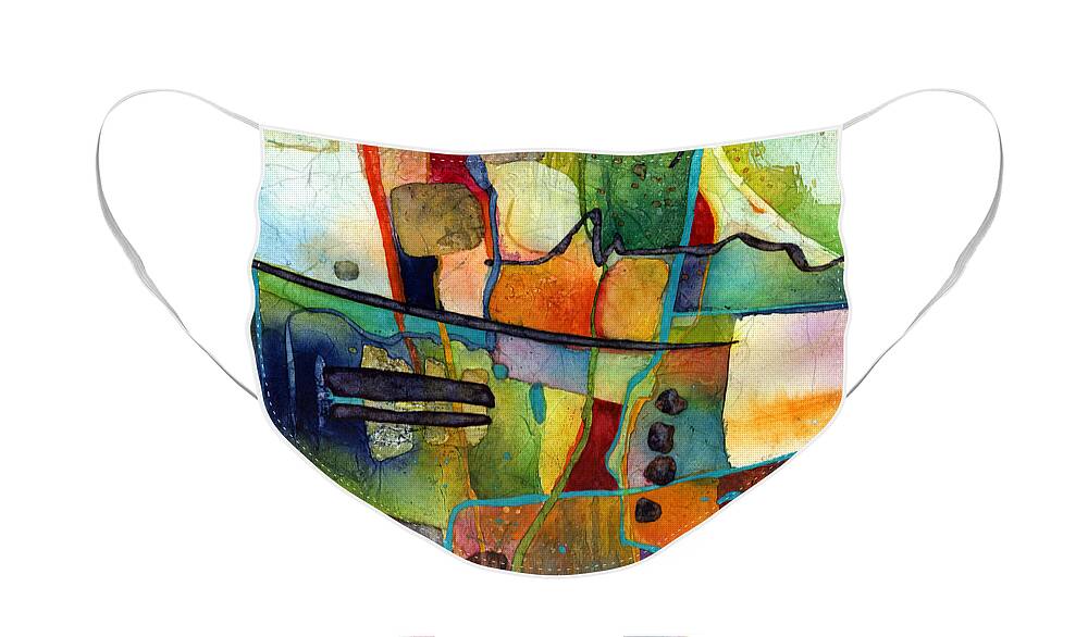 Abstract Face Mask featuring the painting Fluvial Mosaic by Hailey E Herrera