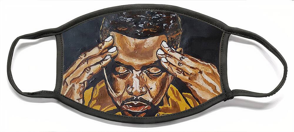 Nas Face Mask featuring the painting Nas #1 by Rachel Natalie Rawlins
