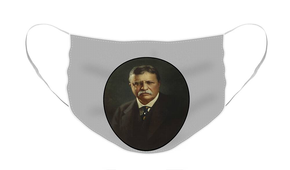 Teddy Roosevelt Face Mask featuring the painting President Theodore Roosevelt by War Is Hell Store