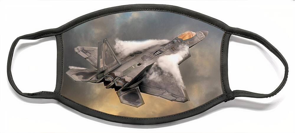 F22 Face Mask featuring the digital art Raptor by Airpower Art