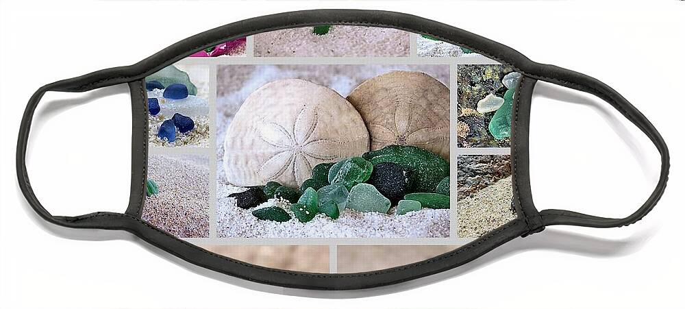 Sea Glass Face Mask featuring the photograph Sea Glass Collection Collage by Janice Drew