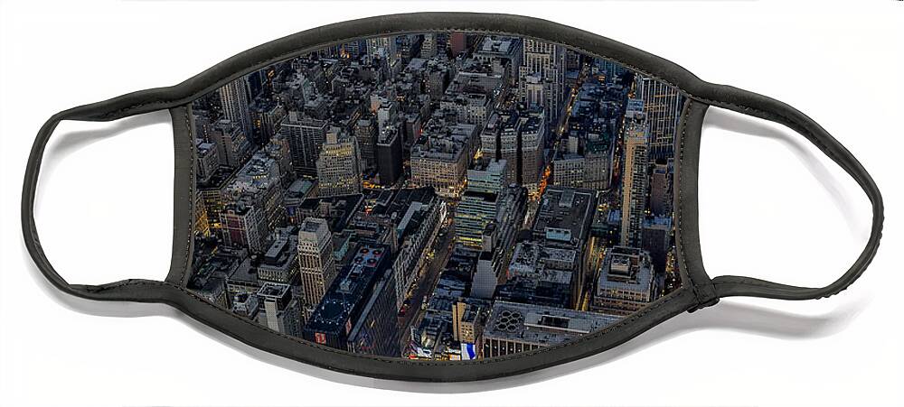 Aerial View Face Mask featuring the photograph September 11 NYC Tribute by Susan Candelario