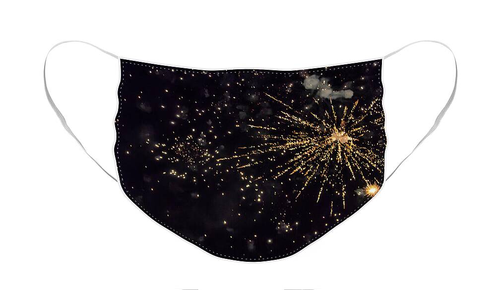 Black Face Mask featuring the photograph Shining Colorful Firework Over A Dark Night Sky #1 by Gina Koch
