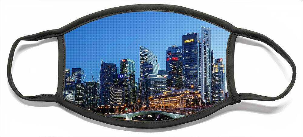 Panorama Face Mask featuring the photograph Singapore Skyline Panorama by Rick Deacon