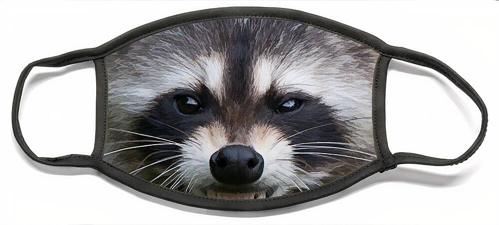 Portrait Face Mask featuring the photograph Snarling Raccoon by Joye Ardyn Durham