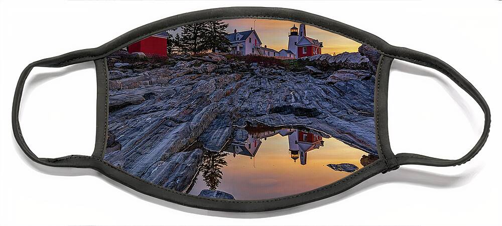 Pemaquid Point Lighthouse Face Mask featuring the photograph Sunrise at Pemaquid Point II by Kristen Wilkinson