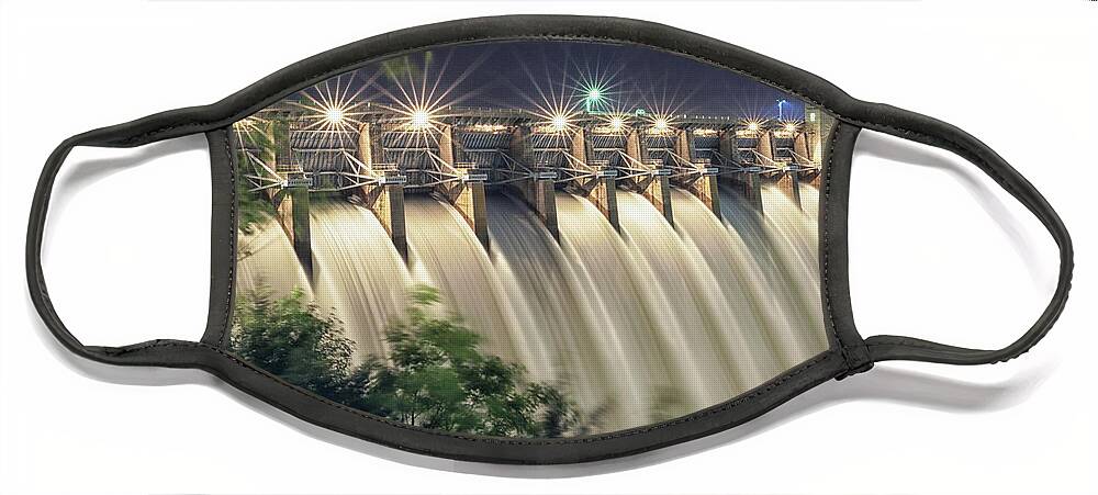 Table Rock Dam Face Mask featuring the photograph Table Rock Dam Water Release #1 by Hal Mitzenmacher