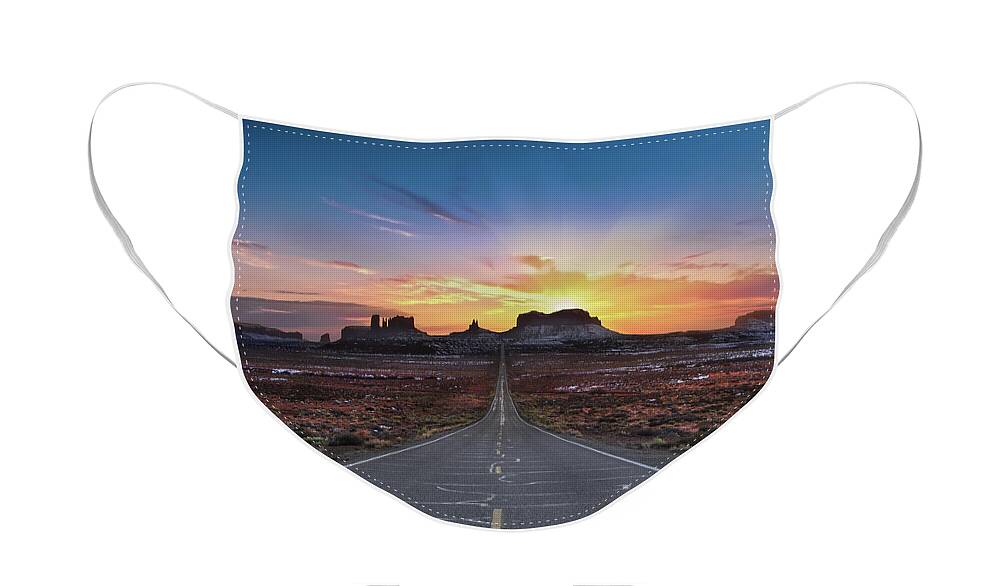 Utah Face Mask featuring the photograph The Long Road to Monument Valley by Larry Marshall