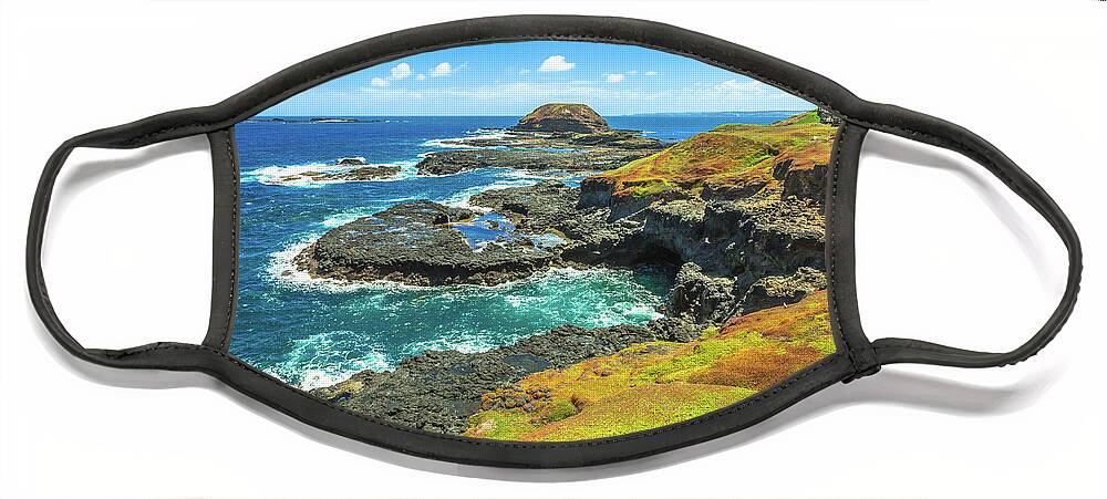 Australian Face Mask featuring the photograph The Nobbies Phillip Island #1 by Benny Marty