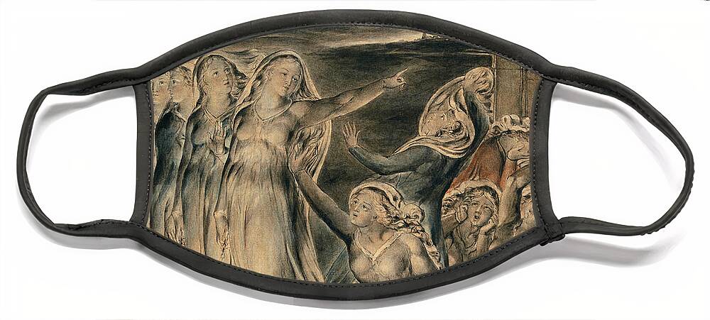 William Blake Face Mask featuring the drawing The Parable of the Wise and Foolish Virgins by William Blake