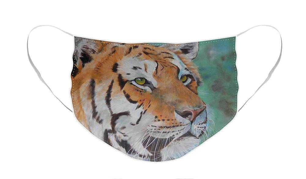 Tiger Face Mask featuring the painting Tiger Portrait #1 by John Neeve