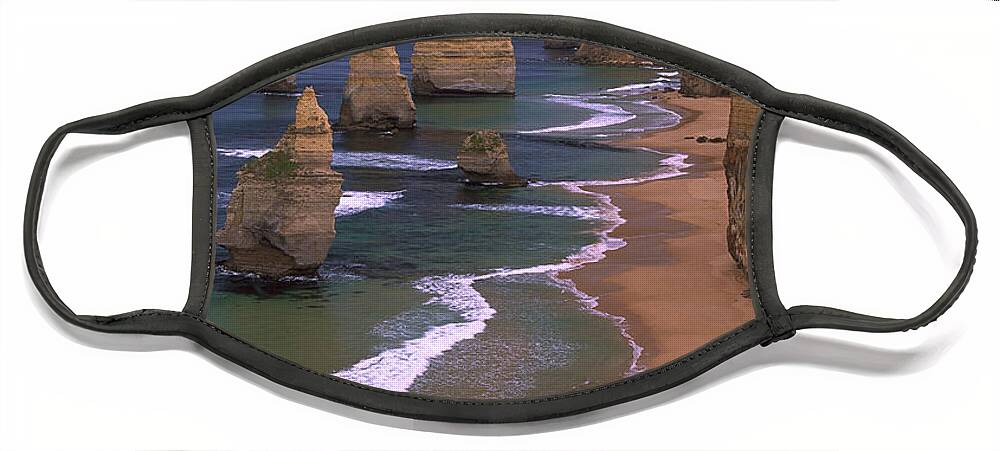 Mp Face Mask featuring the photograph Twelve Apostles Limestone Cliffs, Port #2 by Konrad Wothe
