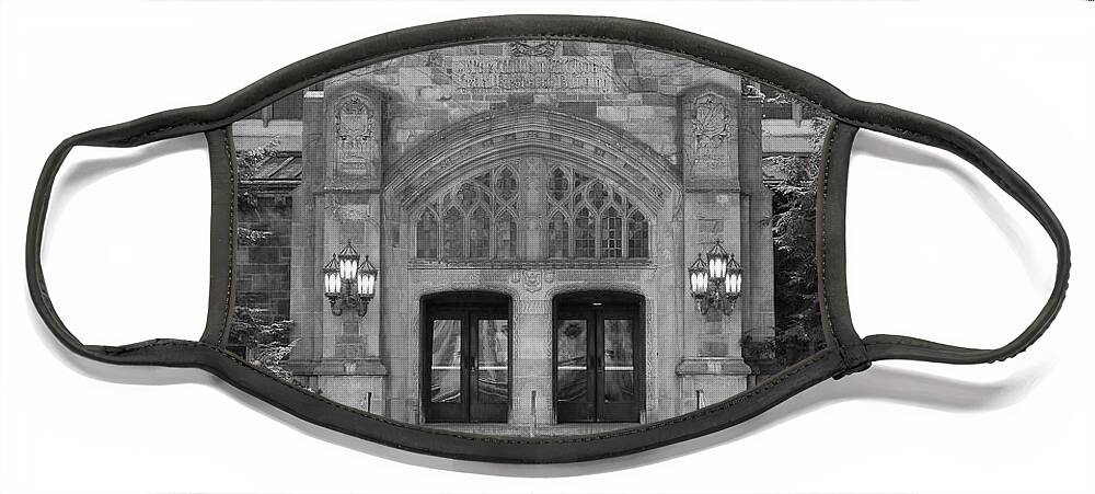 Black And White Face Mask featuring the photograph University of Michigan Law Quad #1 by Phil Perkins