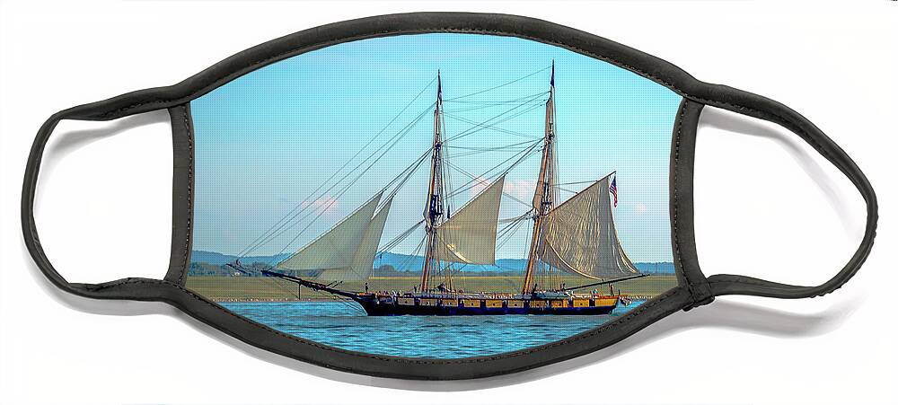 America Face Mask featuring the photograph US BRIG Niagara #1 by Jack R Perry