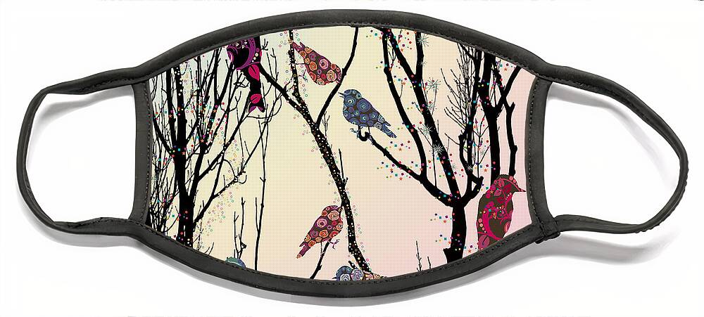Birds Face Mask featuring the digital art Vector Birds #2 by Kim Prowse