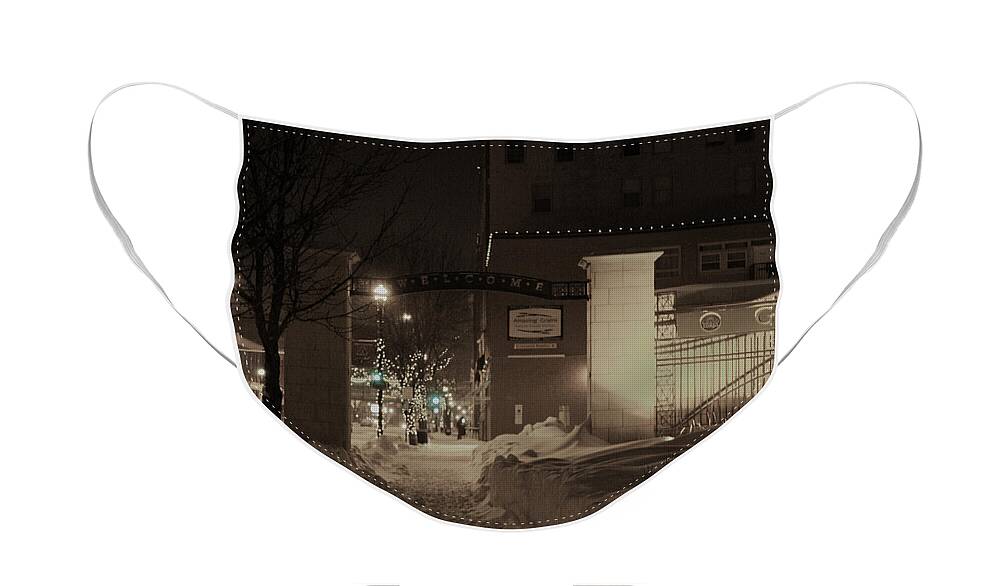 Downtown Grand Forks North Dakota Winter Face Mask featuring the photograph Welcome to Grand Forks #1 by Jana Rosenkranz
