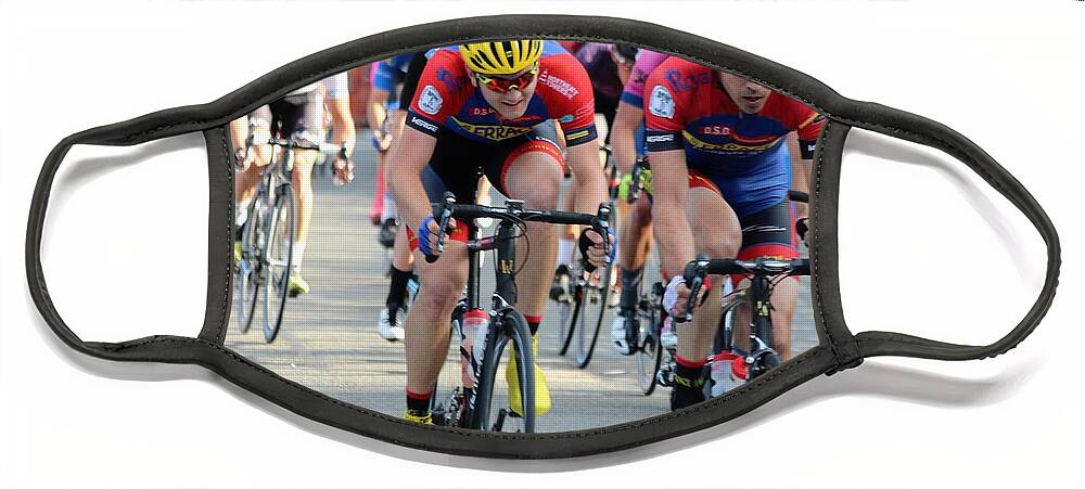Cycle Racing Face Mask featuring the photograph Team ERRACE by Donn Ingemie