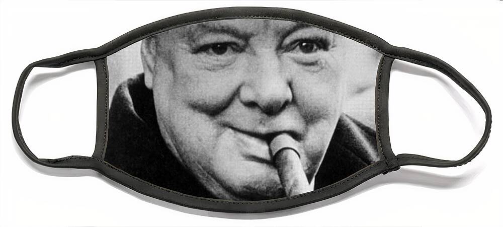 Churchill Face Mask featuring the photograph Winston Churchill by English School