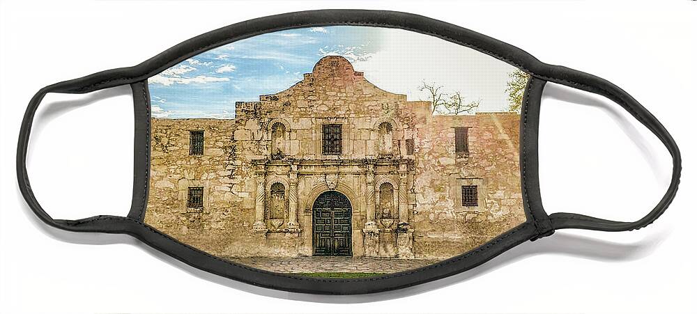The Alamo Face Mask featuring the photograph 10862 The Alamo by Pamela Williams