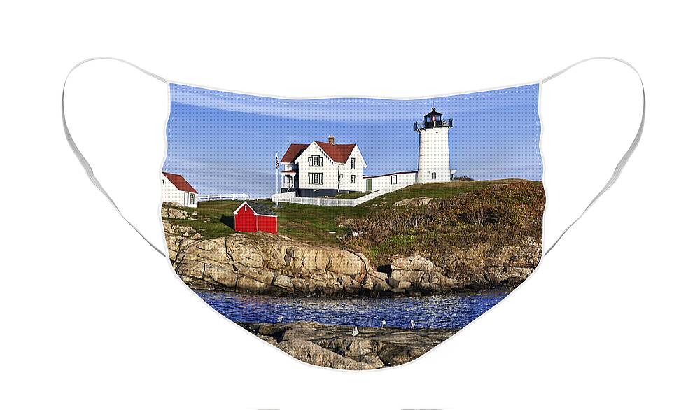 Cape Neddick Face Mask featuring the photograph Nubble Lighthouse by John Greim