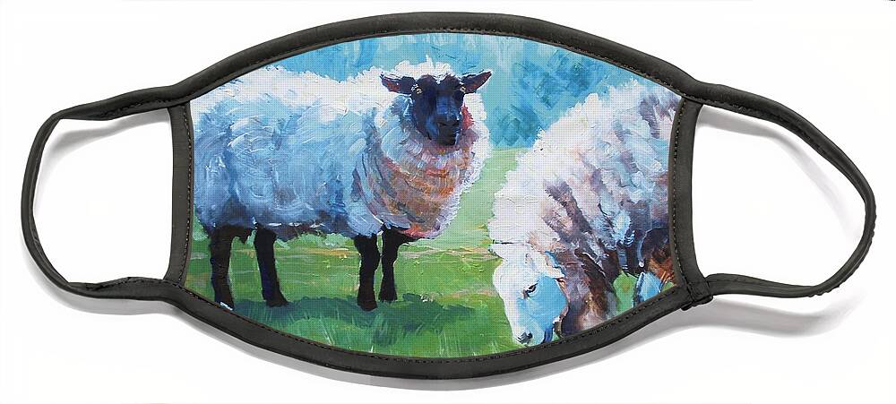 Sheep Face Mask featuring the painting Sheep #11 by Mike Jory