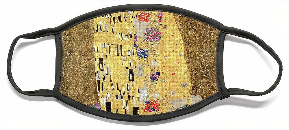 Klimt Face Mask featuring the painting The Kiss by Gustav Klimt