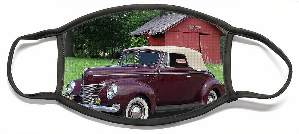 1940 Face Mask featuring the photograph 1940 Ford Deluxe Convertible by Ron Long
