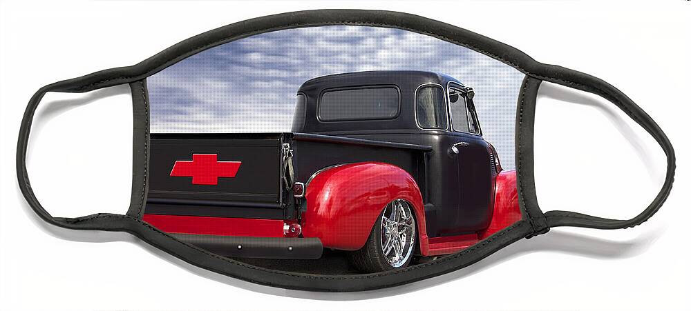 Transportation Face Mask featuring the photograph 1954 Chevy Truck Lowrider by Mike McGlothlen