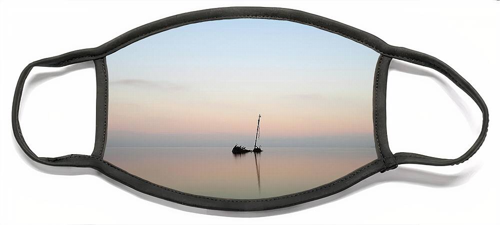 Shipwreck At High Tide Face Mask featuring the photograph Ayrshire Shipwreck in Sunrise #1 by Maria Gaellman