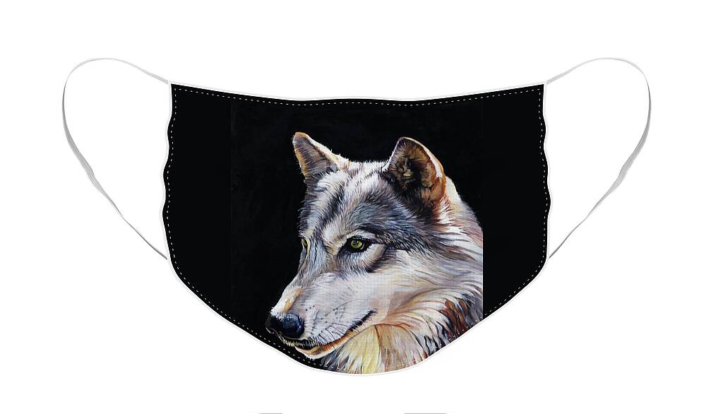 Wolf Face Mask featuring the painting Brother Wolf #1 by J W Baker