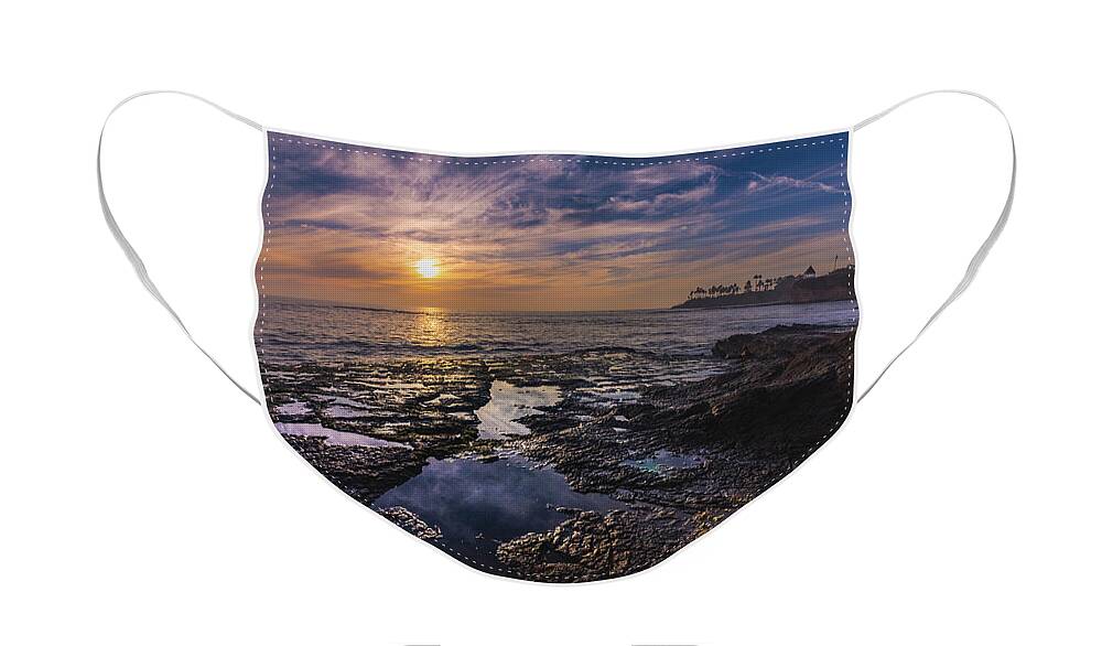 Beach Face Mask featuring the photograph Diver's Cove Sunset #3 by Andy Konieczny