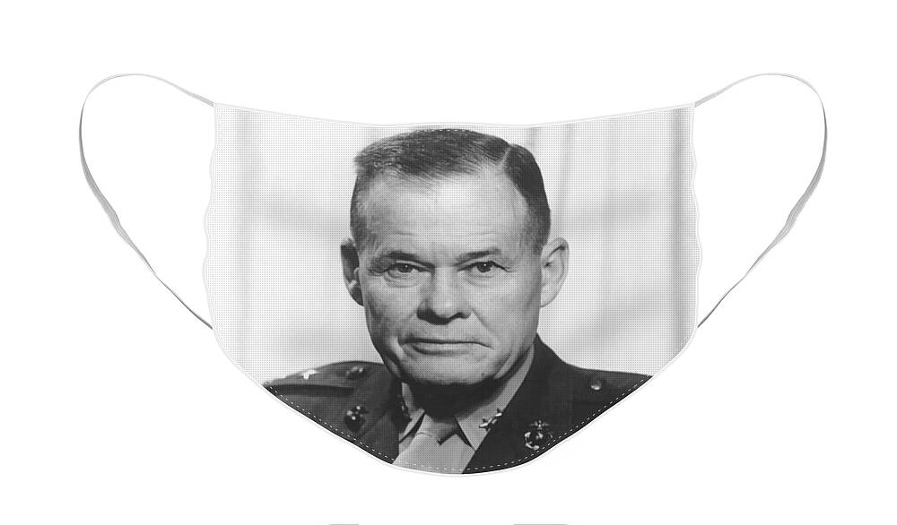 Chesty Puller Face Mask featuring the painting General Lewis Chesty Puller #2 by War Is Hell Store