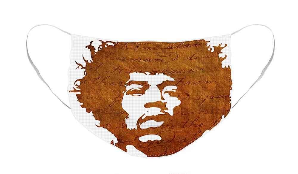 Famous Face Mask featuring the digital art Jimi Hendrix #2 by Chris Smith
