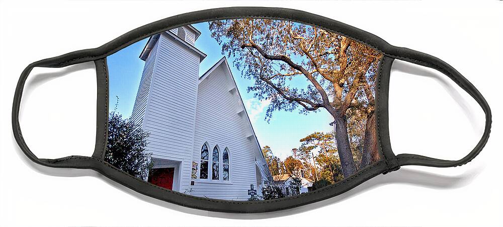 Church Face Mask featuring the painting Magnolia Springs Alabama Church by Michael Thomas