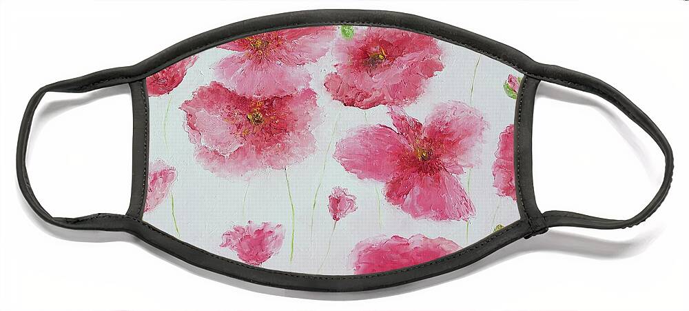 Pink Poppies Face Mask featuring the painting Pink Poppies #1 by Jan Matson