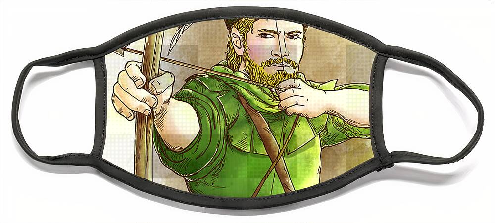 Robin Hood Face Mask featuring the painting Robin Hood the Legend #2 by Reynold Jay