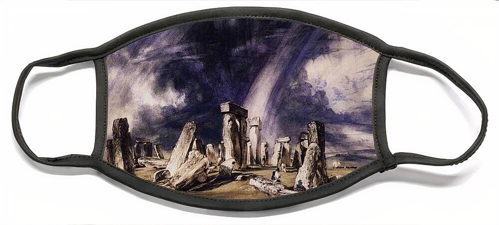 John Constable Face Mask featuring the painting Stonehenge by John Constable