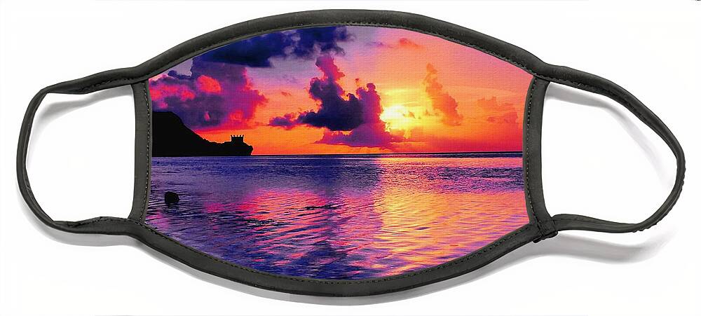 Island Face Mask featuring the photograph Sunset at Tumon Bay Guam by Scott Cameron