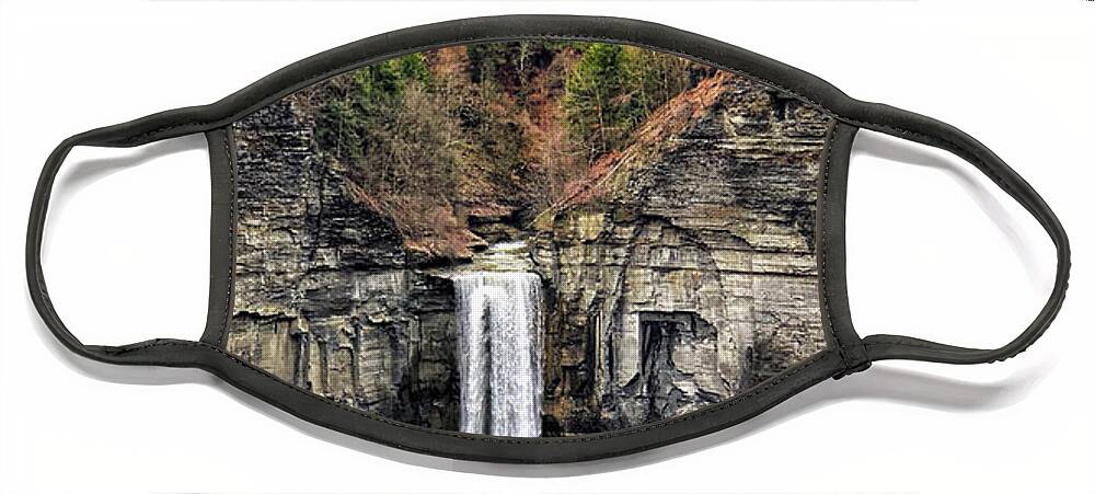 Falls Face Mask featuring the digital art Taughannock Falls, Ithaca, New York #2 by Amy Cicconi