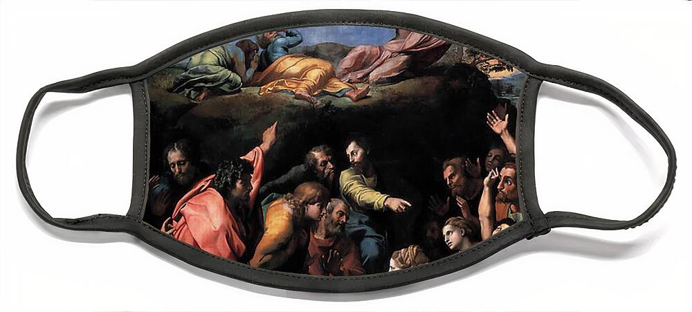 Raphael Face Mask featuring the painting The Transfiguration by Troy Caperton