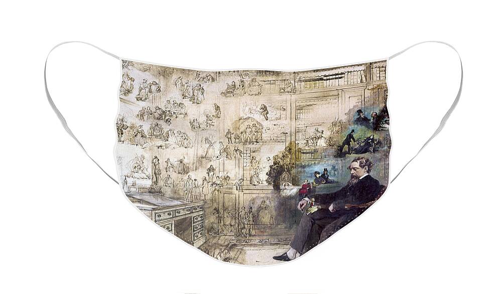 1870s Face Mask featuring the painting CHARLES DICKENS - Dickens' Dream by Robert William Buss