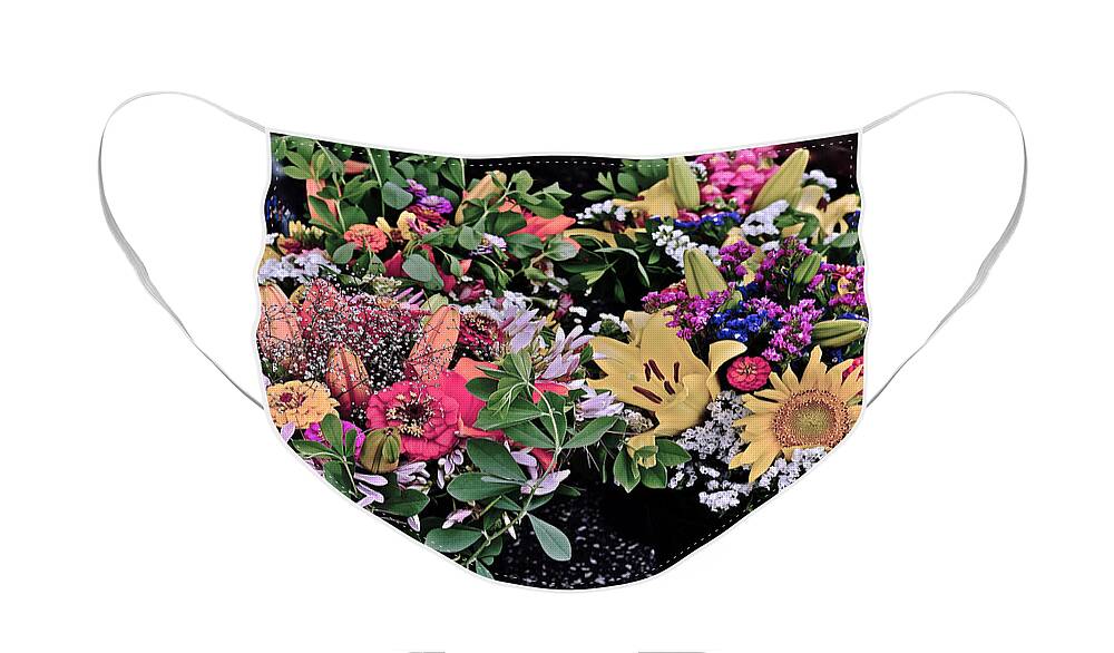 Flowers Face Mask featuring the photograph 2015 Monona Farmers Market Flowers 1 by Janis Senungetuk