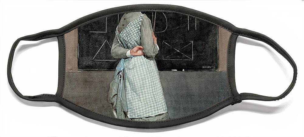 Winslow Homer Face Mask featuring the drawing Blackboard by Winslow Homer