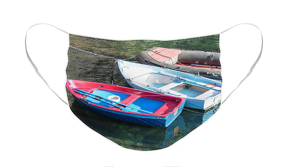 Cinque Terre Face Mask featuring the photograph 3 Boats Cinque Terres Italy by John McGraw