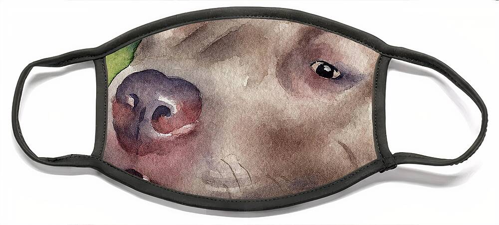 Pit Face Mask featuring the painting Pit Bull #2 by David Rogers