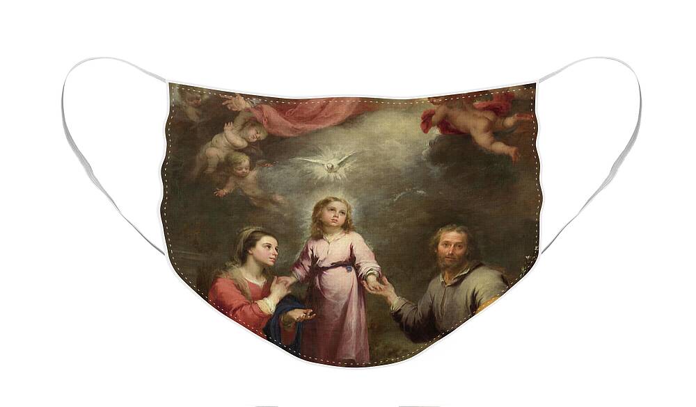Christian Face Mask featuring the painting The Heavenly and Earthly Trinities by Bartolome Esteban Murillo