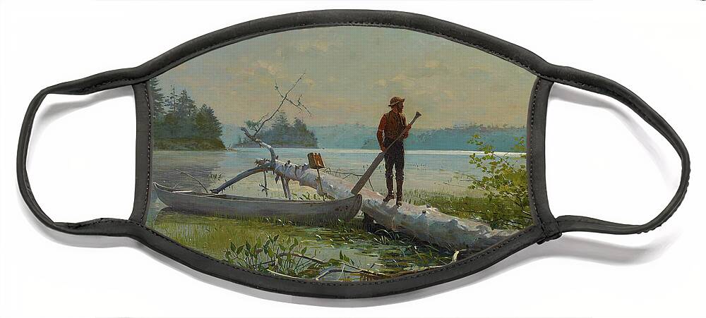 Winslow Homer Face Mask featuring the painting The Trapper by Winslow Homer
