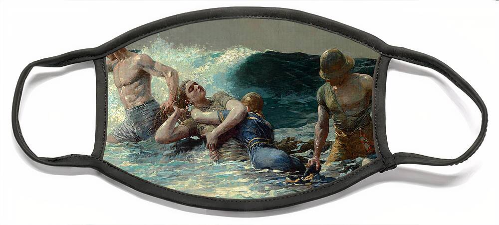 Winslow Homer Face Mask featuring the painting Undertow by Winslow Homer